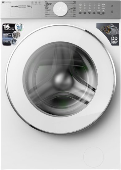 מכונת כביסה אינוורטר פתח חזית 10 ק''ג 1200 סל''ד Aiwa AI100-125T5DB02e-W - צבע לבן