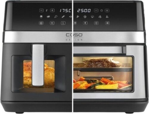 סיר טיגון ללא שמן 2 ב-1 2x5.5 / 14 ליטר 2200W דגם AirFry DuoChef מבית Caso - שחור / כסוף