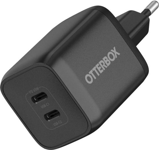 444254_b_1.jpg מטען קיר מהיר 65W בחיבור USB-C כפול ותומך ב-GaN מבית OtterBox - צבע שחור