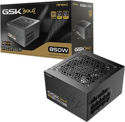 ספק כח מודולרי Antec GSK 850 V2 EC ATX 3.1 850W Gold 12cm PSU - צבע שחור