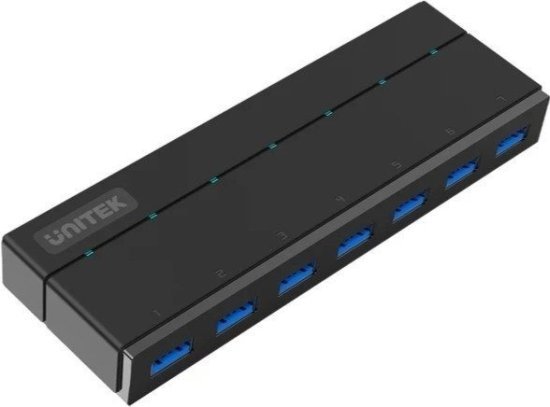 מפצל 7 חיבורים USB 3.0 דגם Y-3184 מבית Unitek - שנתיים אחריות על ידי היבואן הרשמי