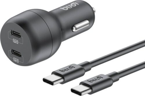 מטען רכב טעינה מהירה 40W בחיבור USB Type-C כפול עם כבל USB-C באורך 1.2 מטר מבית Budi