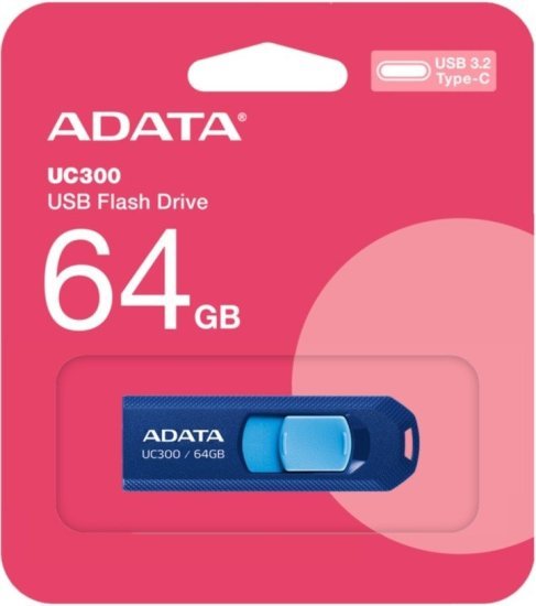 זיכרון נייד USB-C דגם UC300 נפח 64GB מבית Adata - צבע כחול Navy