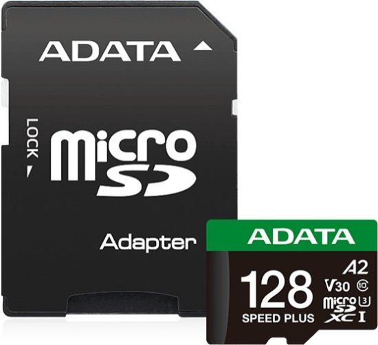 כרטיס זיכרון Speed Plus microSDXC UHS-I U3 Class 10 עם מתאם SD מבית ADATA - נפח 128GB