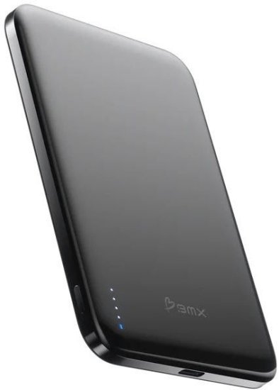 סוללת גיבוי מגנטית אלחוטית 5000mAh בטכנולוגיית Solid-State דגם SolidSafe™ Air 5K מבית BMX - צבע שחור