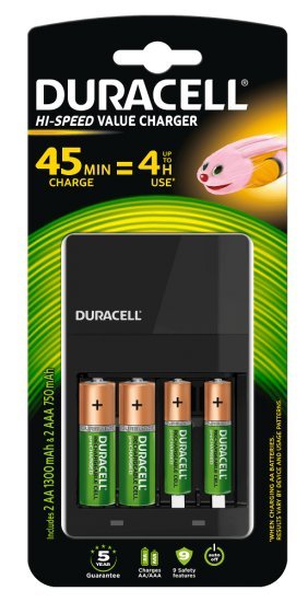 48469_b_1.jpg מטען סוללות כולל 2 סוללות נטענות 1300mAh AA ו-2 סוללות נטענות Duracell CEF14 750mAh AAA