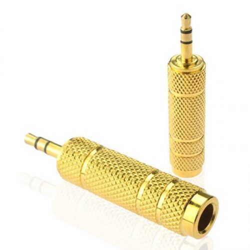 מתאם שמע מצופה זהב 3.5 מ''מ זכר לחיבור 6.5 מ''מ נקבה Gold Touch