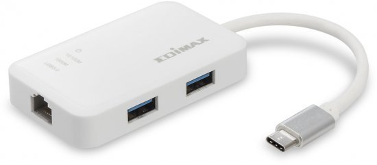 מפצל Edimax מחיבור USB מסוג C לחיבור רשת RJ45 בעל 3 חיבורי USB 3.0
