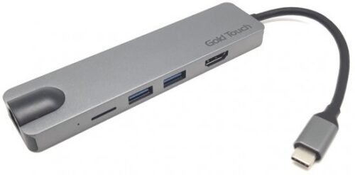 תחנת עגינה מיני USB Type-C עם חיבורי Gold Touch SU-C06 HDMI + 2xUSB + LAN + TF Slot & PD