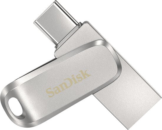 זיכרון נייד SanDisk Ultra Dual Drive Luxe USB 3.1 Type-C - דגם SDDDC4-512G-G46 - נפח 512GB - צבע כסוף